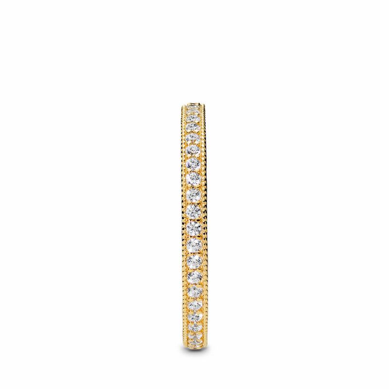 Pandora Shine™ Hearts Stackable Ring - 18ct Gold Plated/Cubic Zirconia - Canada | YC5849NW